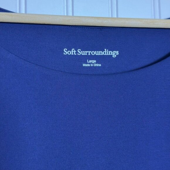 Soft surroundings Cassandra Dress Elegant Navy Pleated Midi Dress Large Casual - Picture 9 of 13